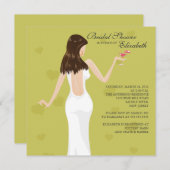 Chic Cocktail Bride Bridal Shower Invitation Green Kaart (Voorkant / Achterkant)