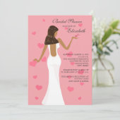 Chic Cocktail Bride Bridal Shower Invitation Roze Kaart (Staand voorkant)