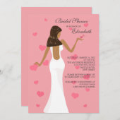 Chic Cocktail Bride Bridal Shower Invitation Roze Kaart (Voorkant / Achterkant)