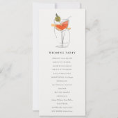 Chic Cocktail Wijnlijn Tekenen Trouwprogramma Kaart (Achterkant)
