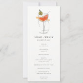 Chic Cocktail Wijnlijn Tekenen Trouwprogramma Kaart (Voorkant)