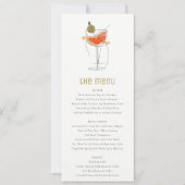 Chic Cocktail Wine Line Tekening Wedding Menu Kaar Kaart (Voorkant)