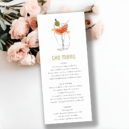 Chic Cocktail Wine Line Tekening Wedding Menu Kaar Kaart