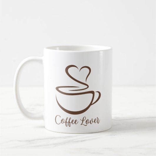 Chic Coffee Lover Heart Minimalistische Mok (Links)