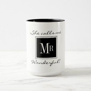 CHIC COFFEE MOK_"MR WONDERFUL" BLACK/WHITE MOK