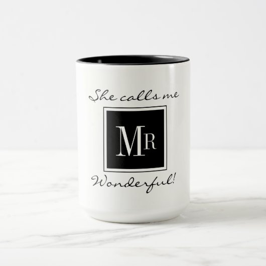 CHIC COFFEE MOK_"MR WONDERFUL" BLACK/WHITE MOK (Midden)