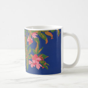 Chic Coffee Mok, roze Japonica op blauw Koffiemok