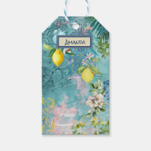 Chic collage blauw turquoise Siciliaanse citrus bl