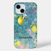 Chic collage blauw turquoise Siciliaanse citrus bl Case-Mate iPhone Case (Achterkant)