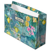 Chic collage blauw turquoise Siciliaanse citrus bl Groot Cadeauzakje (Voorkant Gekanteld)