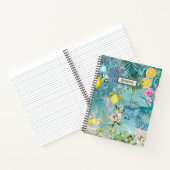 Chic collage blauw turquoise Siciliaanse citrus bl Notitieboek (Binnen)