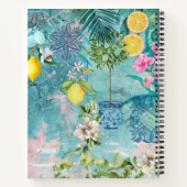 Chic collage blauw turquoise Siciliaanse citrus bl Notitieboek (Achterkant)
