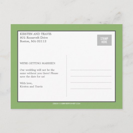 Chic Collage Sla de datum Briefkaart (Achterkant)