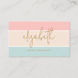 Chic Color Block Pastel Roze Geel Blauw Streep Visitekaartje
