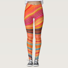 Chic Colorful Abstract Orang Yellow Leggings