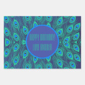 CHIC COLORFUL BLUE BLAUWGROEN PEACOCK FEATHRETHES  INPAKPAPIER VEL (Voorkant)