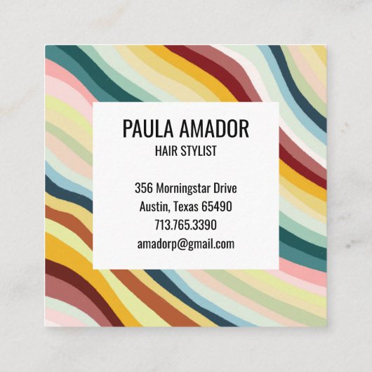 Chic Colorful Curvy Waves Handmade Kortingskaartje (Achterkant)