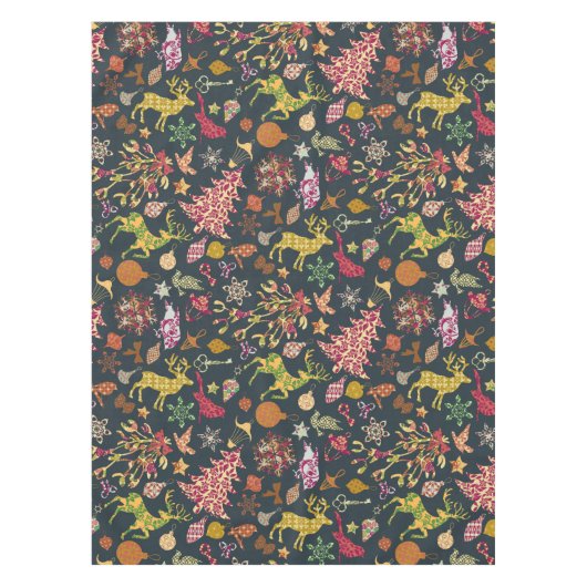 Chic Colorful Festive Patchwork Floral Damask Tafelkleed (Voorkant)