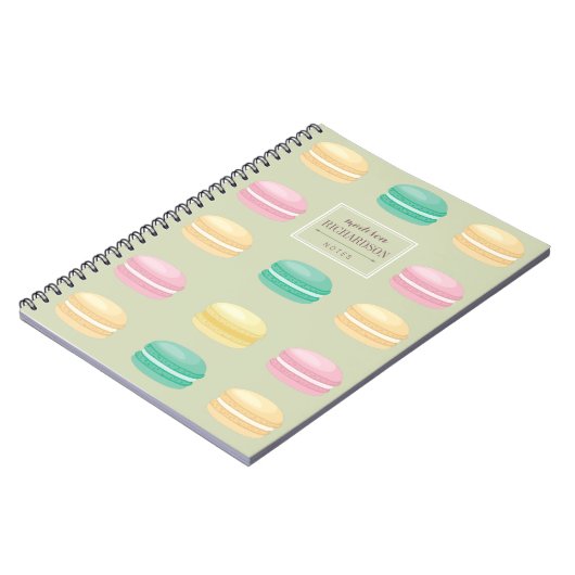 Chic Colorful French Macaron Pattern Green Notitieboek (Linkerzijde)