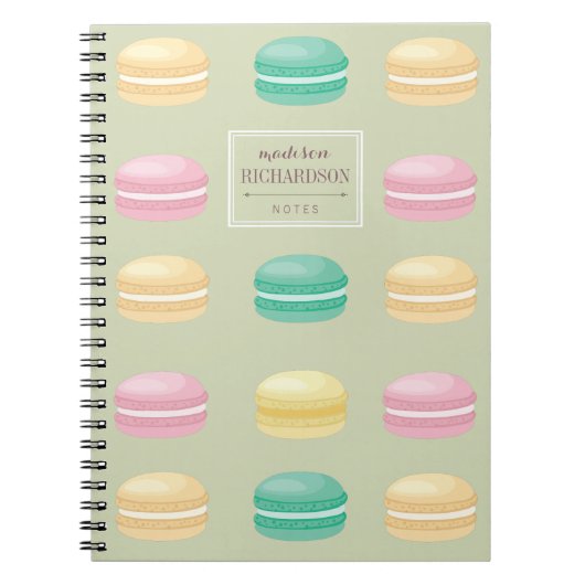 Chic Colorful French Macaron Pattern Green Notitieboek (Voorkant)