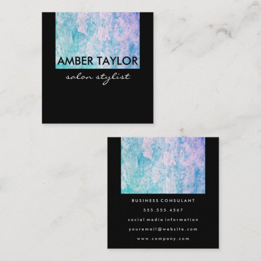 Chic Colorful Grunge Vierkante Visitekaartje (Voorkant / Achterkant)