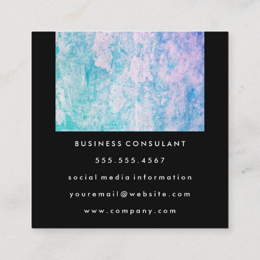 Chic Colorful Grunge Vierkante Visitekaartje (Achterkant)
