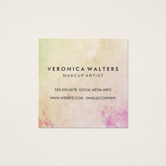 Chic Colorful Grunge Vierkante Visitekaartjes (Voorkant)