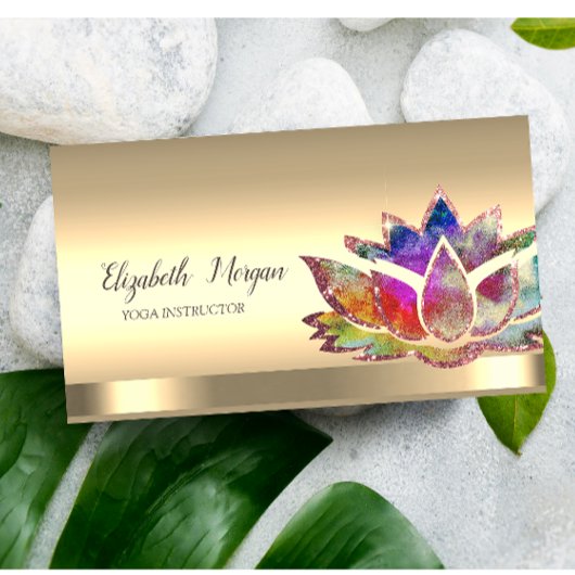 Chic Colorful Lotus Flower Yoga Instructor Visitekaartje