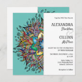 Chic Colorful Mandala Wedding Invitation Kaart (Voorkant / Achterkant)