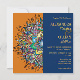 Chic Colorful Mandala Wedding Invitation Kaart