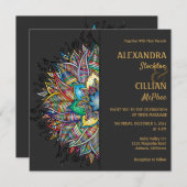 Chic Colorful Mandala Wedding Invitation Kaart (Voorkant / Achterkant)