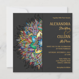 Chic Colorful Mandala Wedding Invitation Kaart