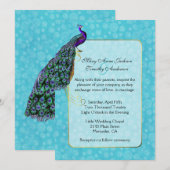 Chic Colorful Peacock Wedding Invitation Kaart (Voorkant / Achterkant)