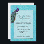 Chic Colorful Peacock Wedding Invitation Kaart<br><div class="desc">Stijlvolle uitnodiging voor een aangepaste bruiloft die wordt gedaan in een turquoise-draaipatroon, met kleurrijke afbeeldingen van een pauw, ter decoratie van de linkerbovenhoek. Een prachtig zilveren toon in orde gemaakt tekstgebied, heeft zwarte tekst klaar om voor uw speciale dag te personaliseren. De achterkant van de uitnodiging vindt plaats op dezelfde...</div>