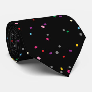 Chic Colorful Rainbow-Confetti op zwart patroon Stropdas