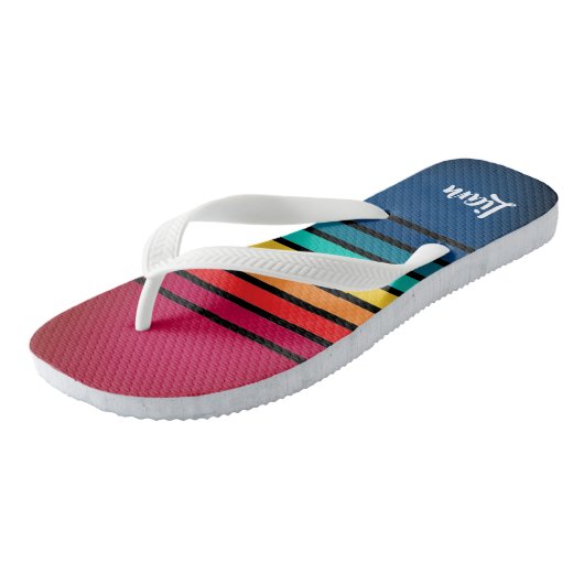 Chic Colorful Stripes Patroon Teenslippers (Schuin)
