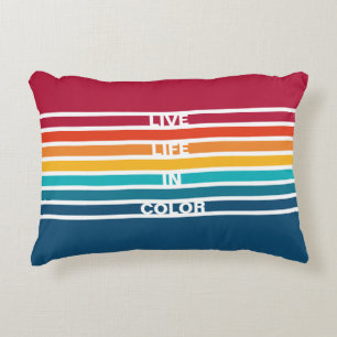 Chic Colorful Stripes Pattern Leef het leven in kl Accent Kussen