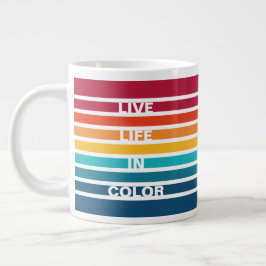 Chic Colorful Stripes Pattern Live Life in kleur Grote Koffiekop