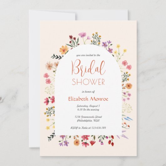 Chic Colorful Summer Wildflower Arch Vrijgezellenf Kaart (Voorkant)