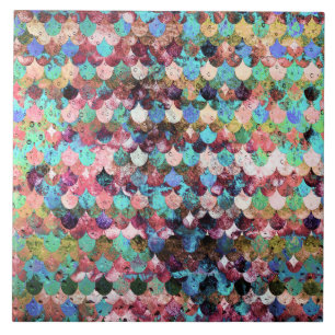 Chic Colorful Water Mermaid Fish Scales Tegeltje