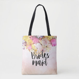 Chic Colorful Waterverf Floral Wedding Bridesmaid Tote Bag