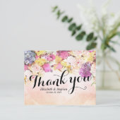 Chic Colorful Waterverf Flowers Weddenschap Bedank Briefkaart (Staand voorkant)