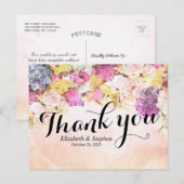 Chic Colorful Waterverf Flowers Weddenschap Bedank Briefkaart (Voorkant / Achterkant)