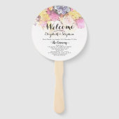Chic Colorful Waterverf Flowers Wedding Programs Handwaaier (Voorkant)