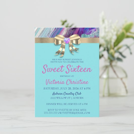 Chic Colors Birthday Invitation Kaart (Staand voorkant)