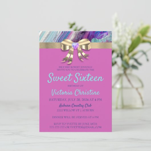 Chic Colors Birthday Invitation Kaart (Staand voorkant)