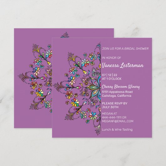 Chic Colors Mandala Bridal Shower Kaart (Voorkant / Achterkant)