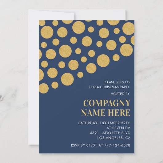 Chic Company Christmas Party Gold Navy Kaart (Voorkant)