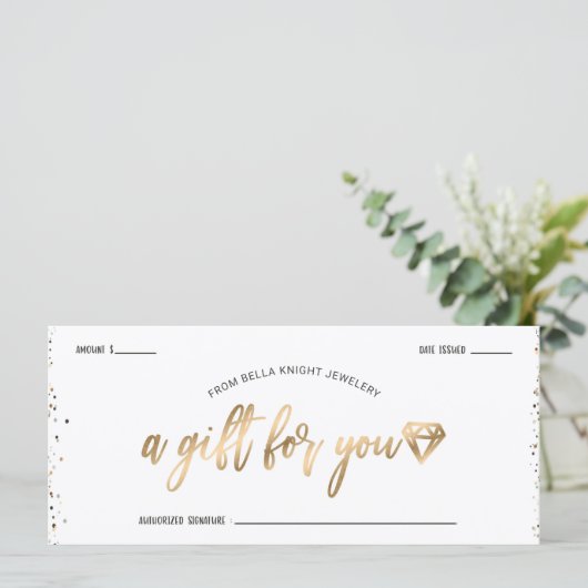 Chic Confetti & Gold Diamond Gem-cadeaubon (Staand voorkant)