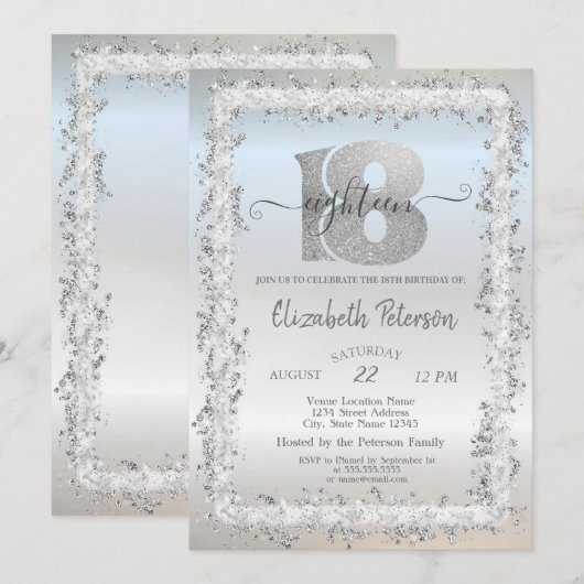 Chic Confetti Lijst 18th Birthday Party Kaart (Voorkant / Achterkant)